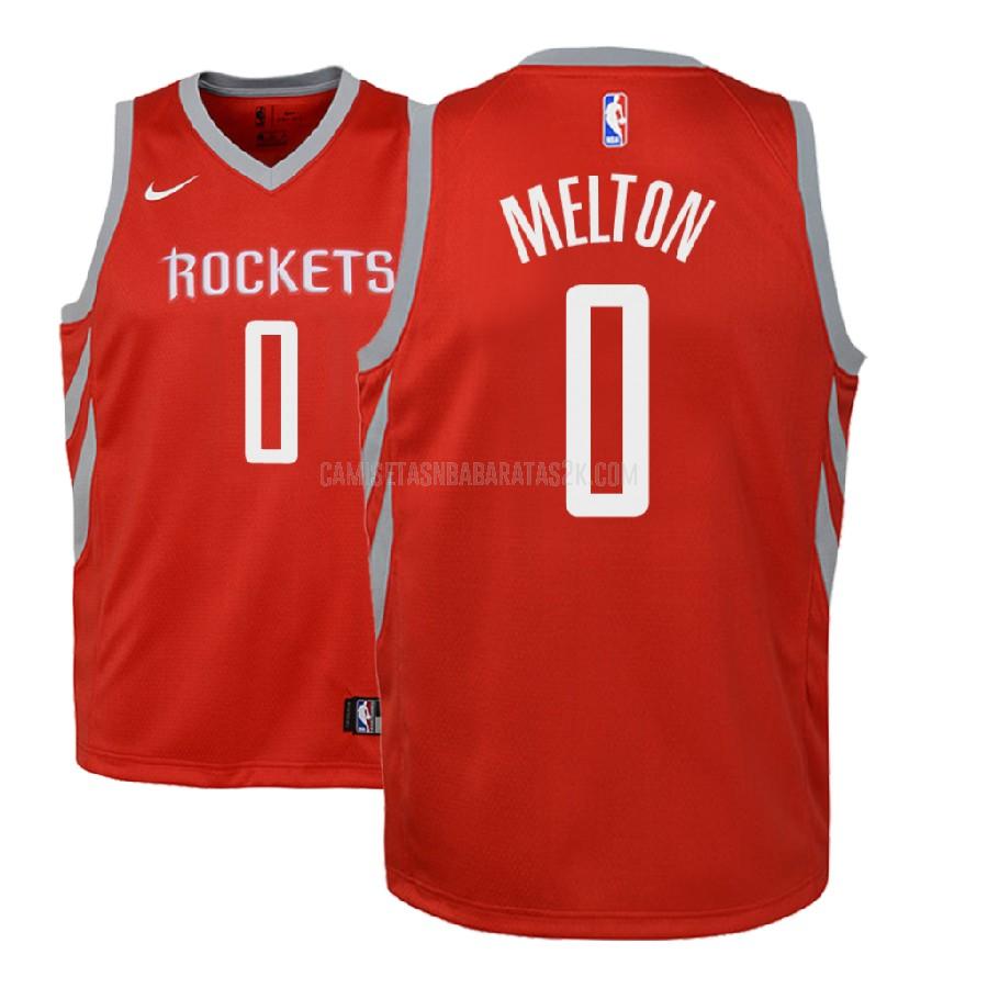 camiseta houston rockets de la de'anthony melton 0 niños rojo icon 2018 nba draft