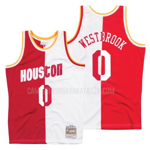 camiseta houston rockets de la russell westbrook 0 hombres rojo blanco división hardwood classics