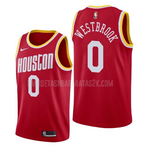 camiseta houston rockets de la russell westbrook 0 hombres rojo hardwood classics