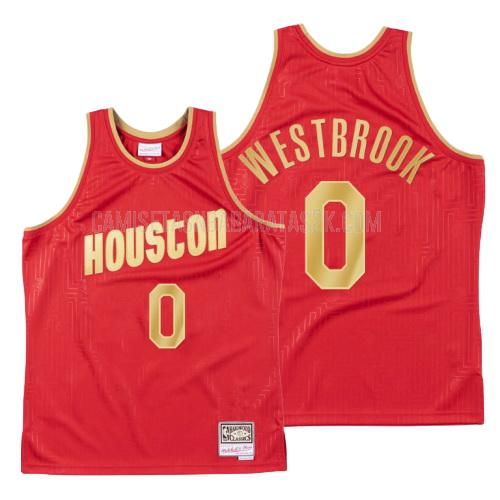 camiseta houston rockets de la russell westbrook 0 hombres rojo throwback 2020