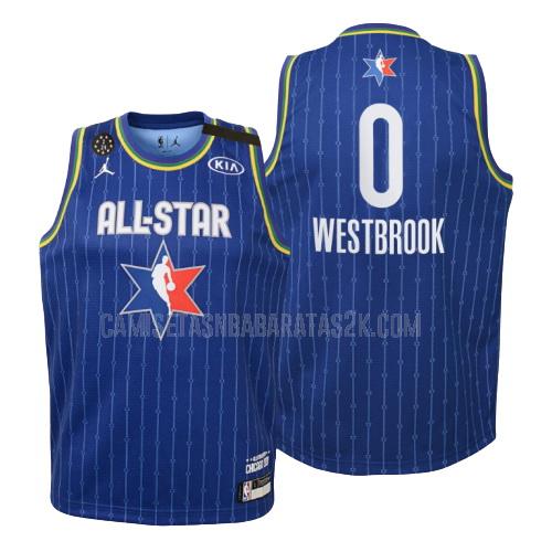 camiseta houston rockets de la russell westbrook 0 niños azul nba all-star 2020