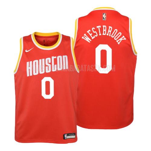 camiseta houston rockets de la russell westbrook 0 niños rojo hardwood classics