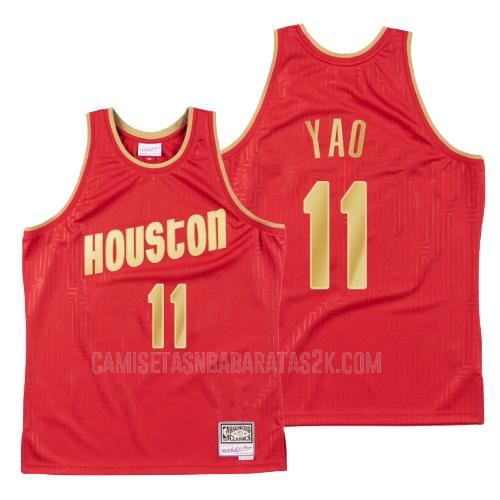 camiseta houston rockets de la yao ming 11 hombres rojo throwback 2020