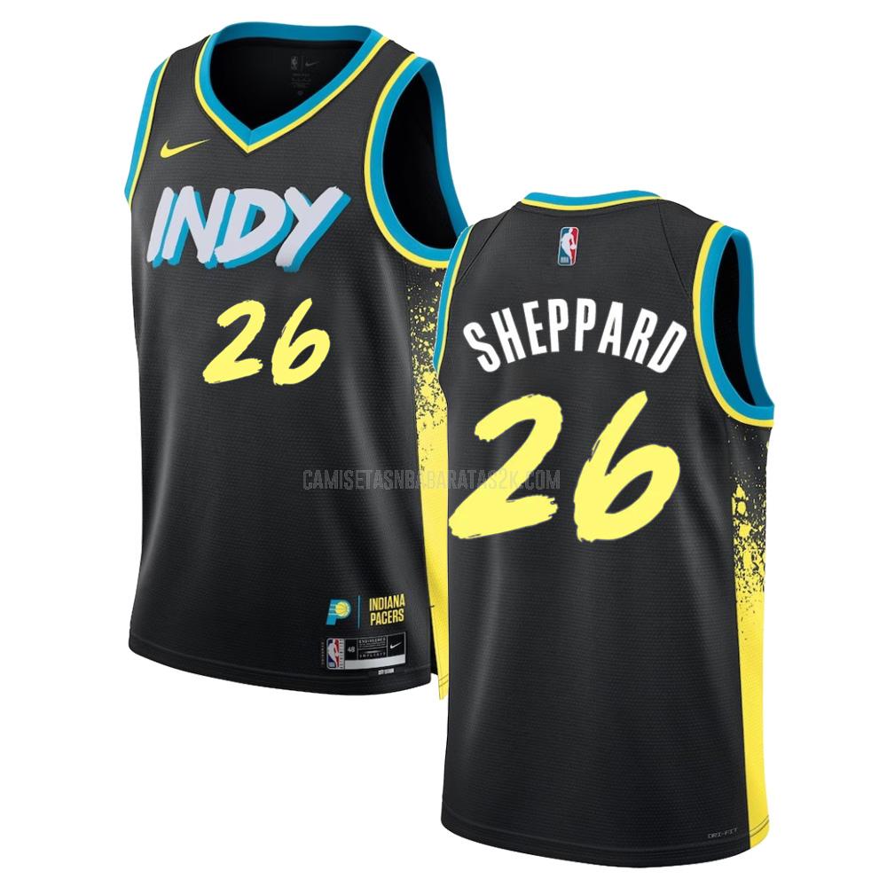 camiseta indiana pacers de la ben sheppard 26 hombre negro city edition 2023-24
