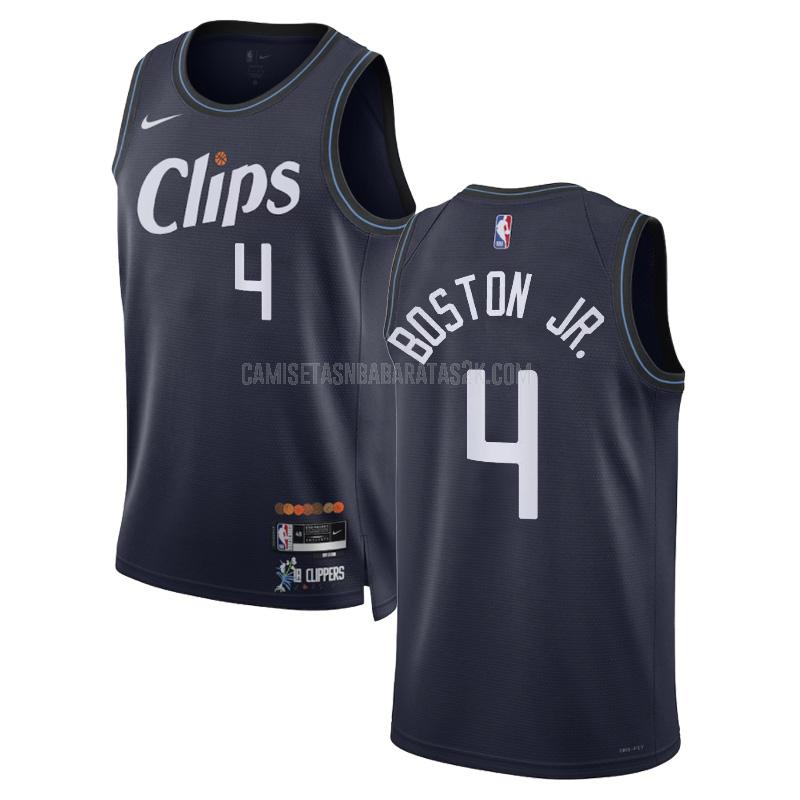 camiseta los angeles clippers de la brandon boston jr 4 hombre azul marino city edition 2023-24