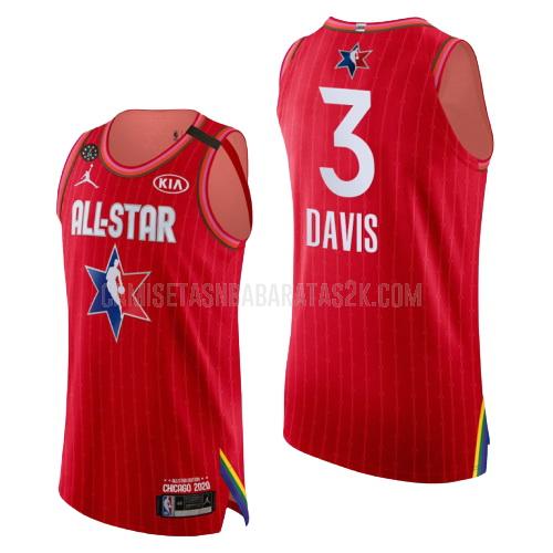camiseta los angeles lakers de la anthony davis 3 hombres rojo nba all-star 2020