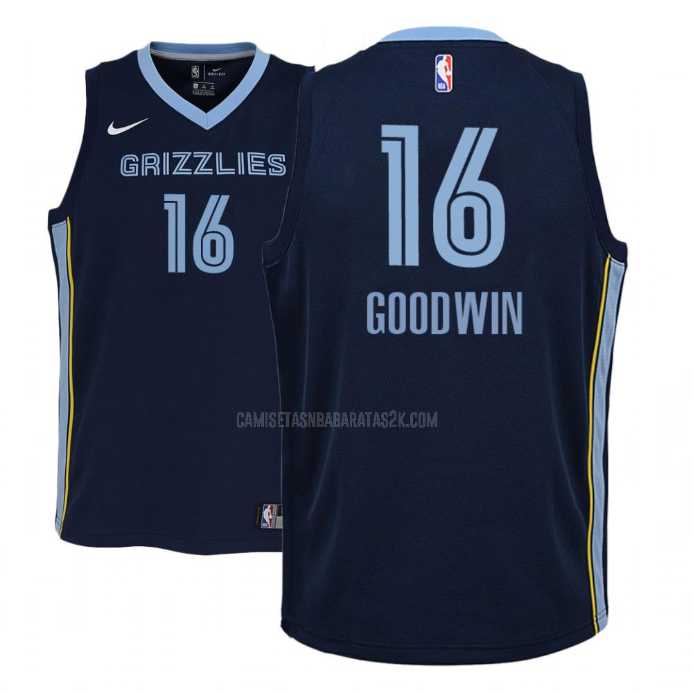 camiseta memphis grizzlies de la brandon goodwin 16 niños azul marino icon