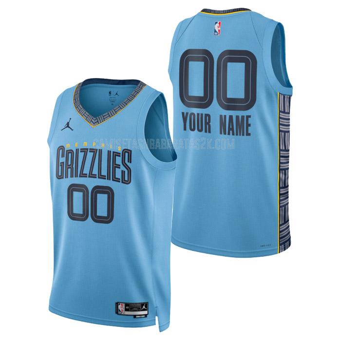 camiseta memphis grizzlies de la custom hombre azul statement edition 2023