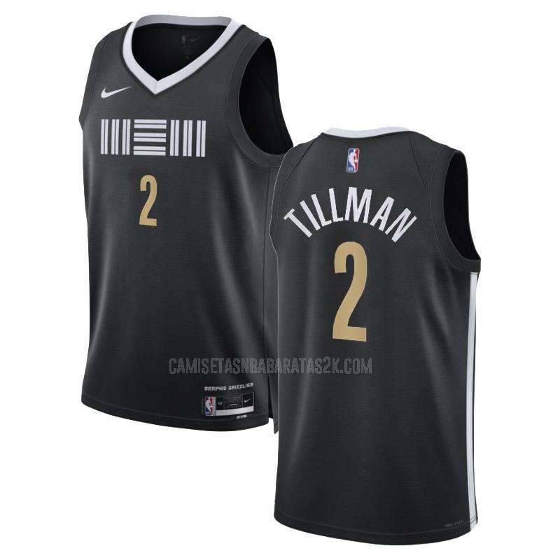 camiseta memphis grizzlies de la xavier tillman 2 hombre negro city edition 2023-24