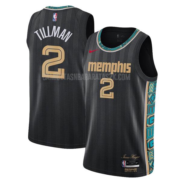 camiseta memphis grizzlies de la xavier tillman 2 hombres negro city edition 2020-21
