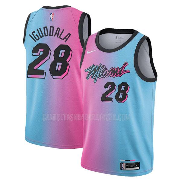 camiseta miami heat de la andre iguodala 28 hombres azul rosado city edition 2020-21