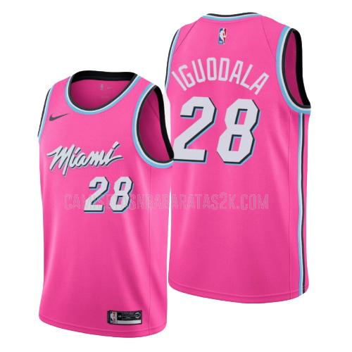camiseta miami heat de la andre iguodala 28 hombres rosa edición earned 2019-20
