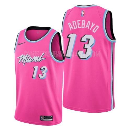 camiseta miami heat de la bam adebayo 13 hombres rosa edición earned