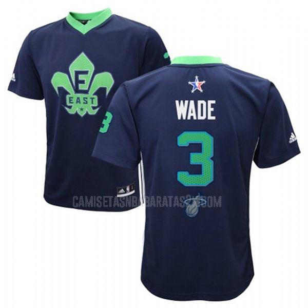 camiseta miami heat de la dwyane wade 3 hombres azul nba all-star 2014