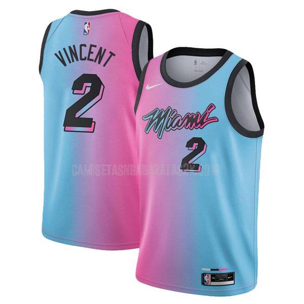 camiseta miami heat de la gabe vincent 2 hombres azul rosado city edition 2020-21