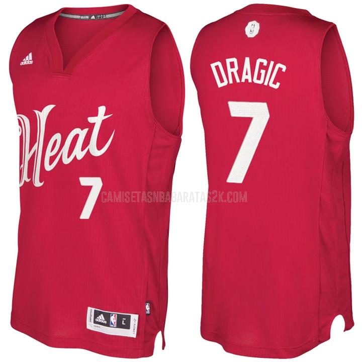 camiseta miami heat de la goran dragic 7 hombres rojo día de navidad 2016-17