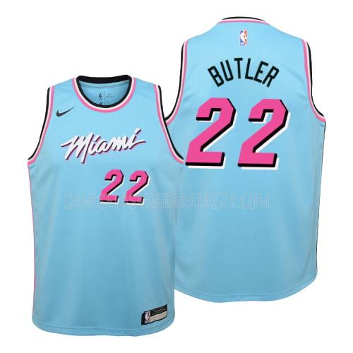 camiseta miami heat de la jimmy butler 22 niños azul edición city 2019-20
