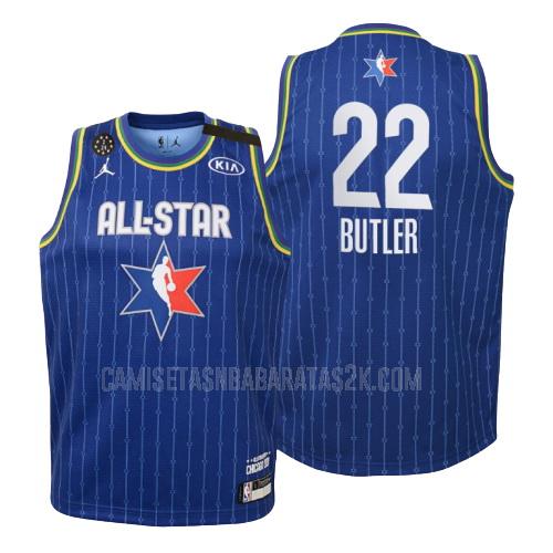camiseta miami heat de la jimmy butler 22 niños azul nba all-star 2020