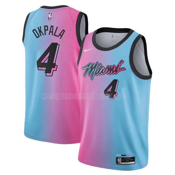 camiseta miami heat de la kz okpala 4 hombres azul rosado city edition 2020-21