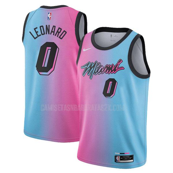 camiseta miami heat de la meyers leonard 0 hombres azul rosado city edition 2020-21