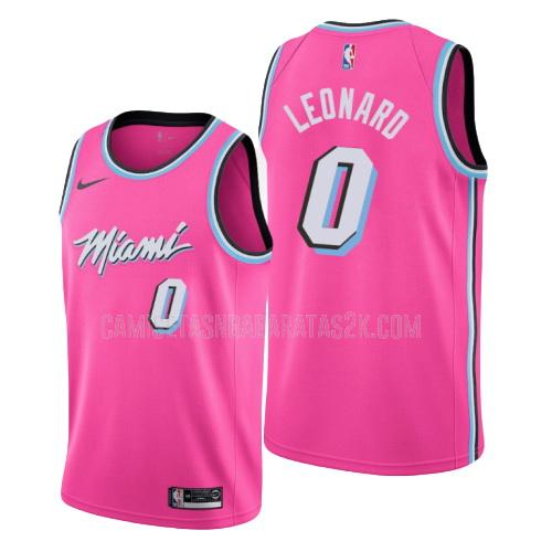 camiseta miami heat de la meyers leonard 0 hombres rosa edición earned