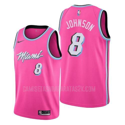camiseta miami heat de la tyler johnson 8 hombres rosa edición earned