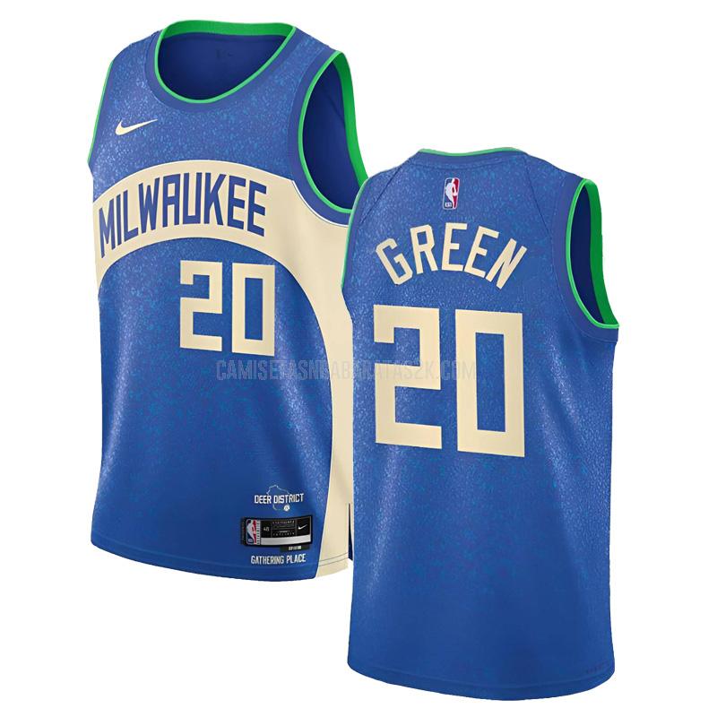 camiseta milwaukee bucks de la aj green 20 hombre azul city edition 2023-24