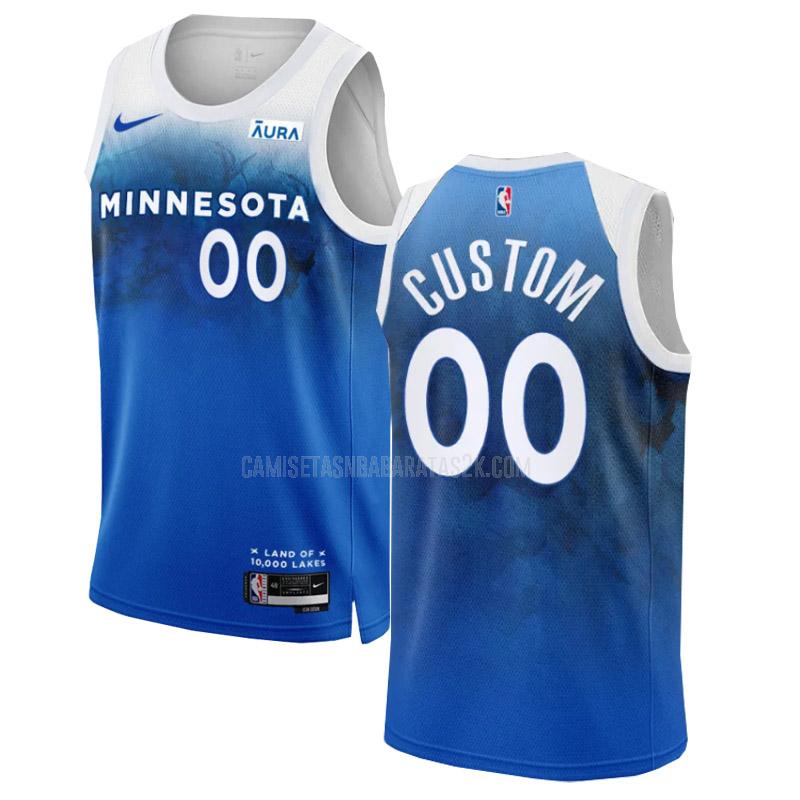 camiseta minnesota timberwolves de la custom 0 hombre azul city edition 2023-24