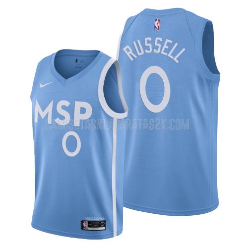 camiseta minnesota timberwolves de la d'angelo russell 0 hombres azul edición city 2019-20
