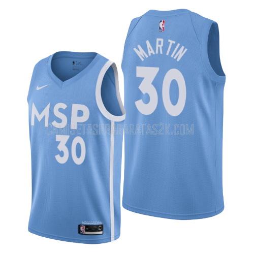camiseta minnesota timberwolves de la kelan martin 30 hombres azul city edition 2019-20