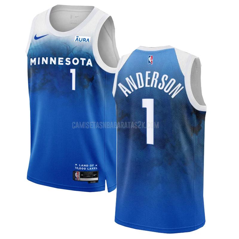 camiseta minnesota timberwolves de la kyle anderson 1 hombre azul city edition 2023-24