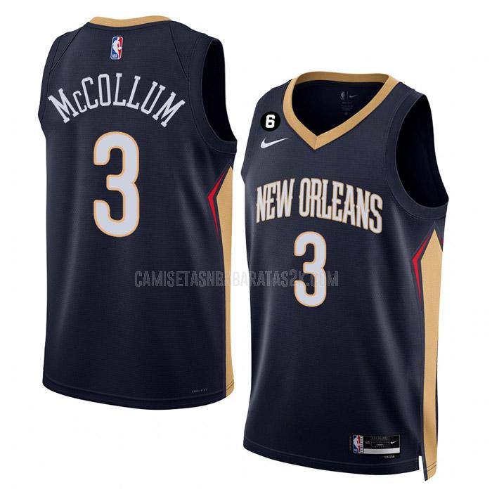 camiseta new orleans pelicans de la c.j. mccollum 3 hombres azul marino icon edition 2022-23