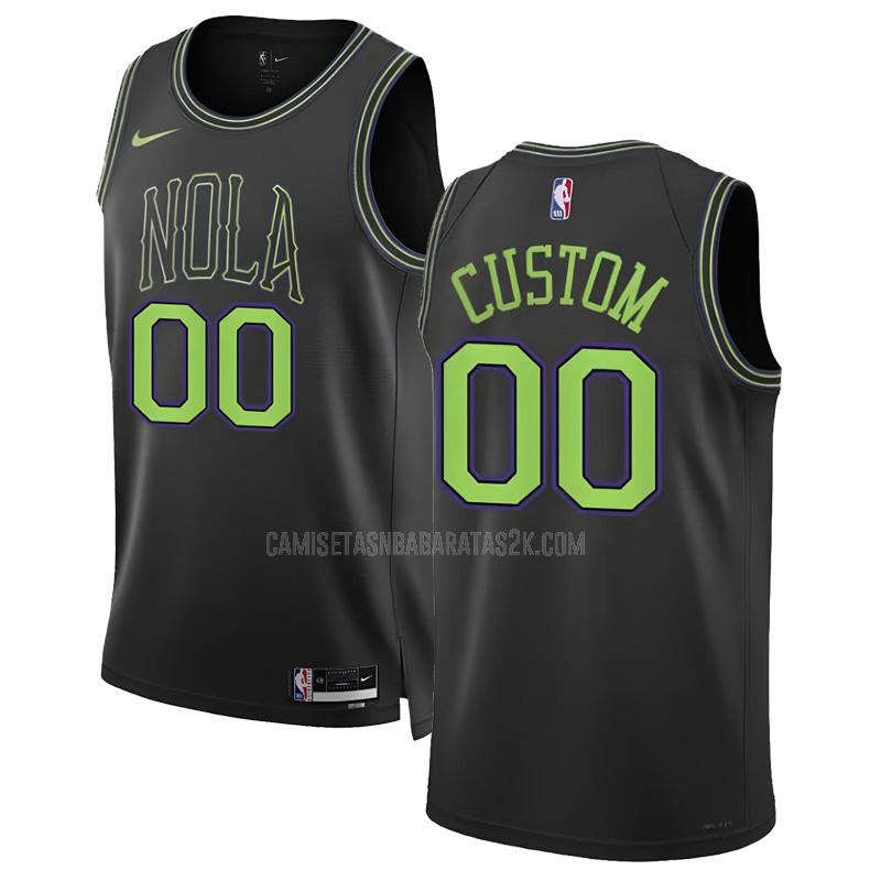 camiseta new orleans pelicans de la custom 0 hombre negro city edition 2023-24