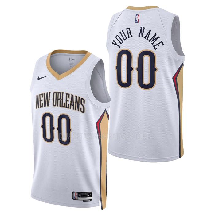 camiseta new orleans pelicans de la custom hombre blanco association edition 2023