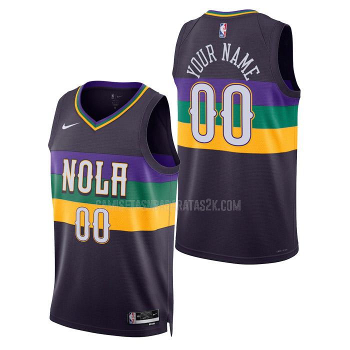 camiseta new orleans pelicans de la custom hombre negro city edition 2023