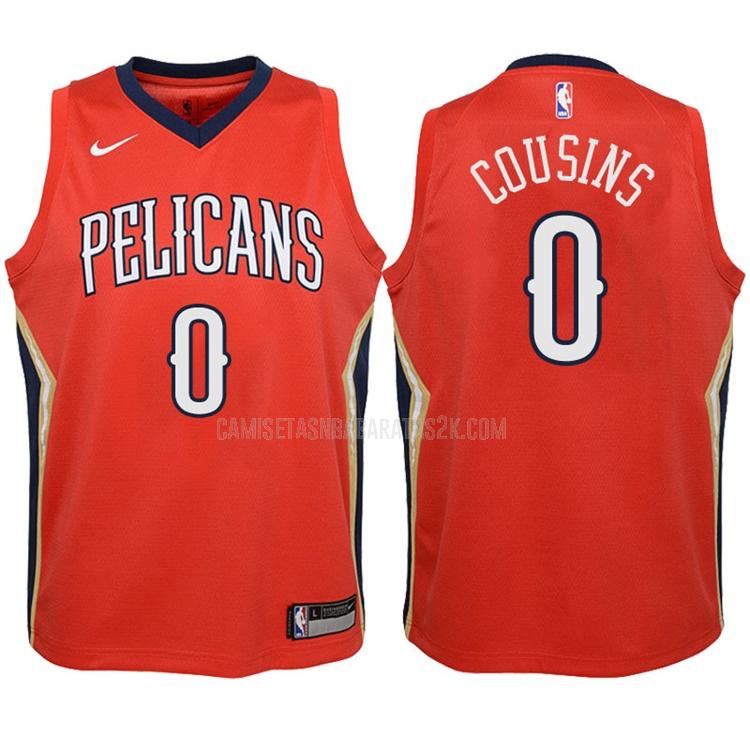 camiseta new orleans pelicans de la demarcus cousins 0 niños rojo icon 2017-18