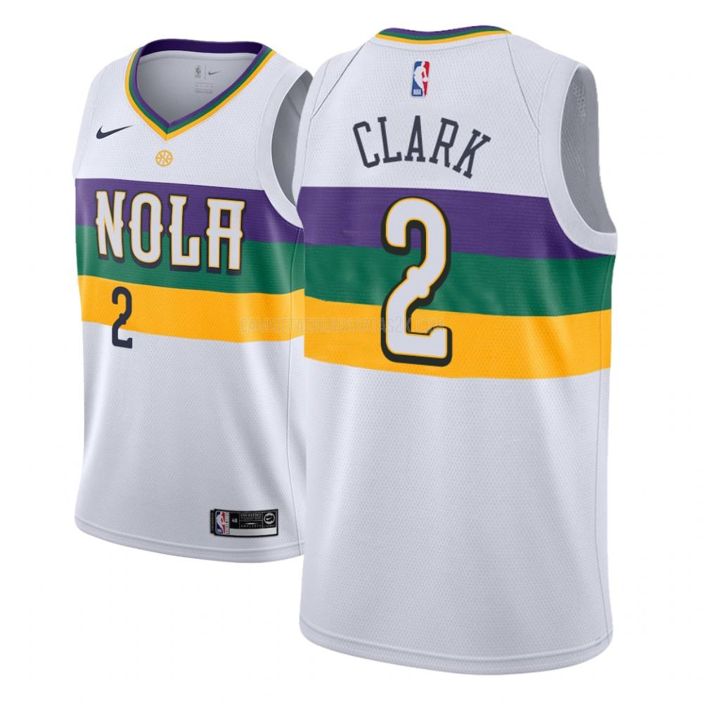 camiseta new orleans pelicans de la ian clark 2 hombres blanco edición city