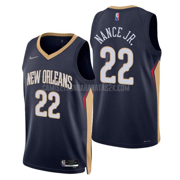 camiseta new orleans pelicans de la larry nance jr 22 hombres azul marino icon edition 2022