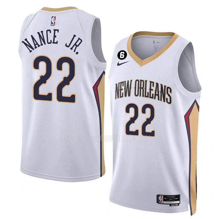camiseta new orleans pelicans de la larry nance jr 22 hombres blanco association edition 2022-23