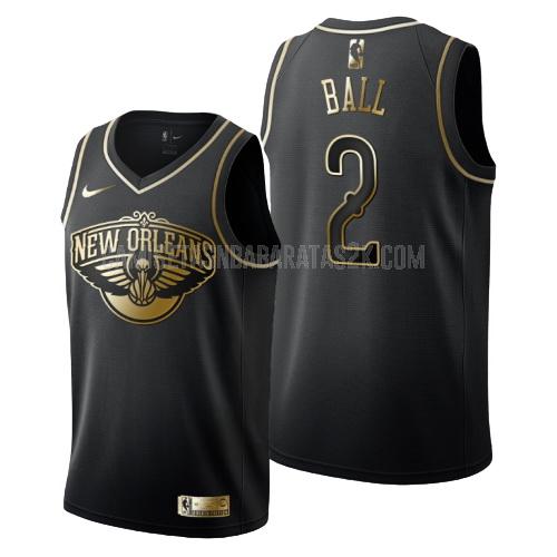 camiseta new orleans pelicans de la lonzo ball 2 hombres negro edición dorada