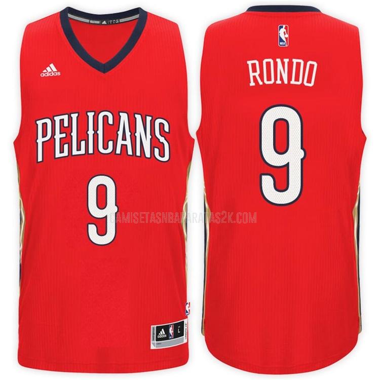 camiseta new orleans pelicans de la rajon rondo 9 hombres rojo road
