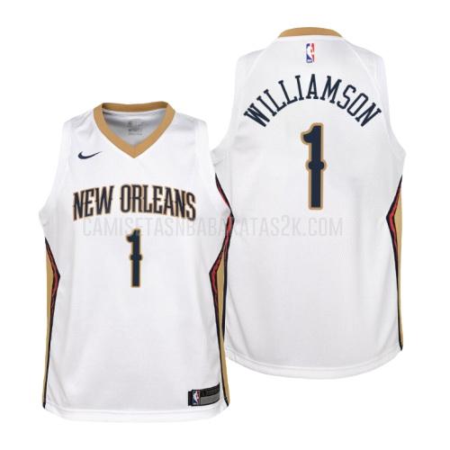 camiseta new orleans pelicans de la zion williamson 1 niños blanco association