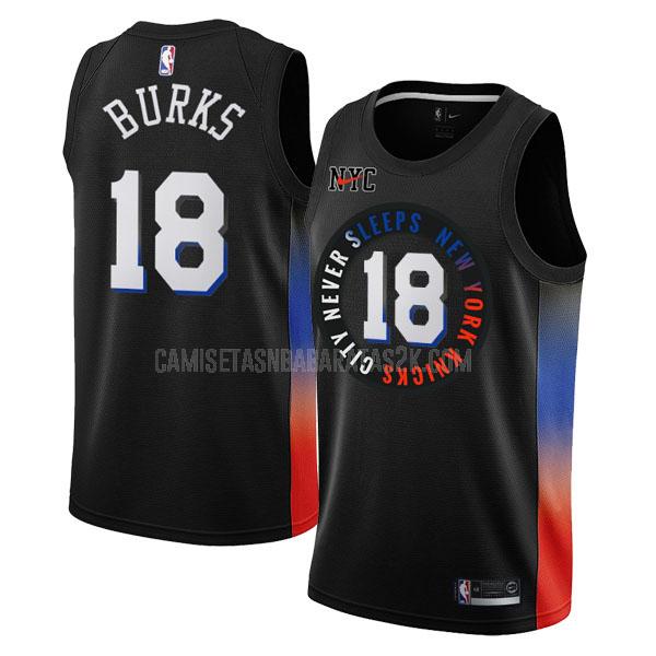 camiseta new york knicks de la alec burks 18 hombres negro city edition 2020-21