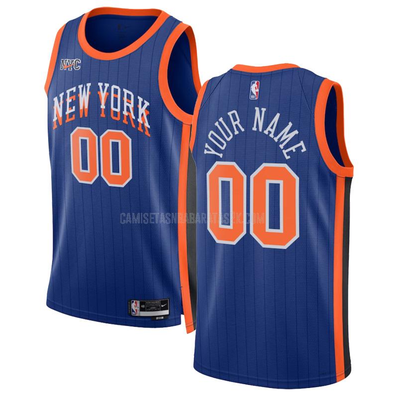 camiseta new york knicks de la custom 0 hombre azul city edition 2023-24