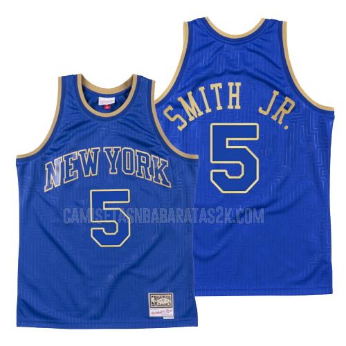camiseta new york knicks de la dennis smith jr 5 hombres azul throwback 2020