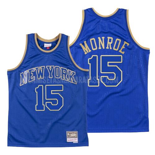 camiseta new york knicks de la earl monroe 15 hombres azul throwback 2020