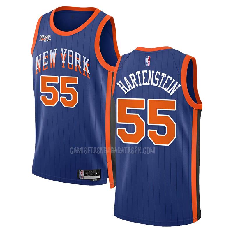 camiseta new york knicks de la isaiah hartenstein 55 hombre azul city edition 2023-24