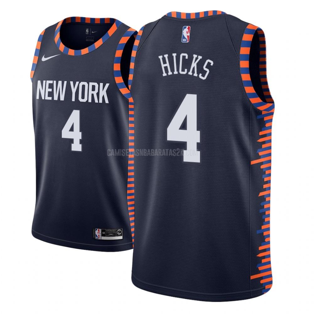camiseta new york knicks de la isaiah hicks 4 hombres azul marino edición city