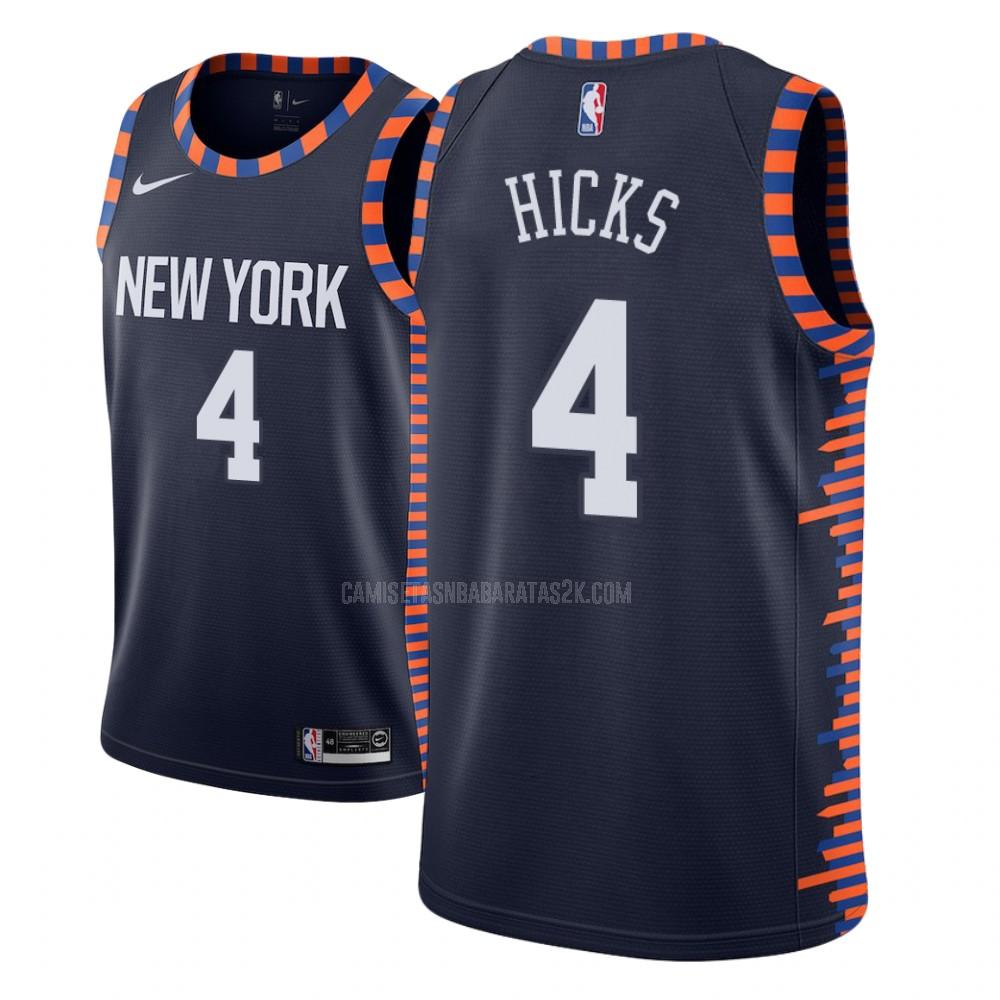 camiseta new york knicks de la isaiah hicks 4 niños azul marino edición city