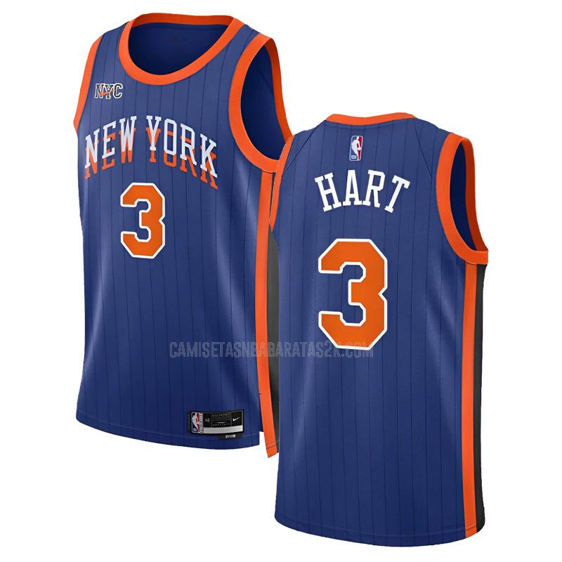 camiseta new york knicks de la josh hart 3 hombre azul city edition 2023-24